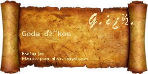 Goda Ákos névjegykártya
